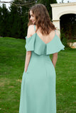 Romance and flirty Chiffon Flutter Sleeves Bridesmaid Dress cold shoulder Formal Evening Dresses