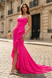 Yellow Spaghetti Straps Mermaid Satin Formal Prom Dress