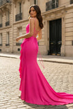 Yellow Spaghetti Straps Mermaid Satin Formal Prom Dress