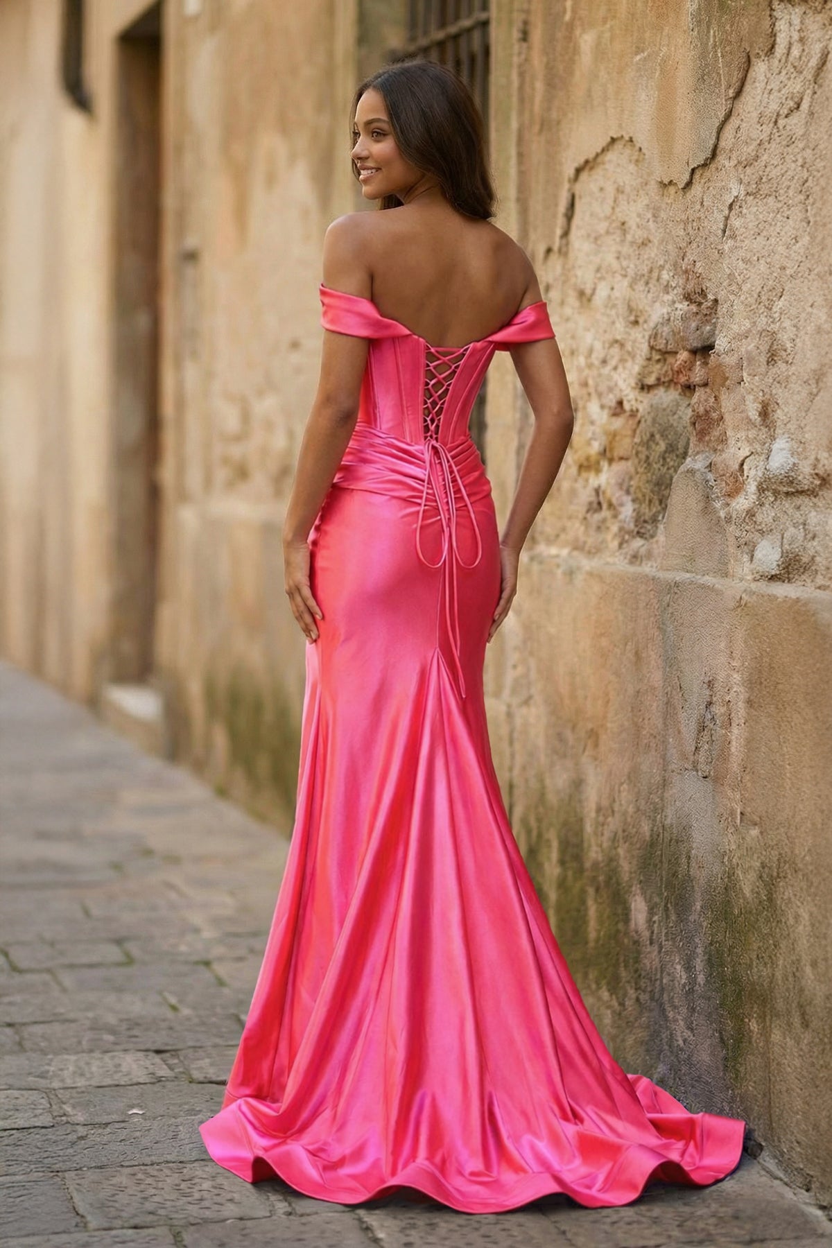 Off the Shoulder Royal Blue Prom Dress with Train