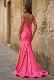 Off the Shoulder Royal Blue Prom Dress with Train