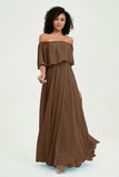 Boho Bridesmaid Dresses Ruffles Flutter Sleeves Formal Evening Dress Chiffon Off the Shoulder Gowns