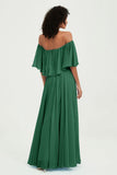 Boho Bridesmaid Dresses Ruffles Flutter Sleeves Formal Evening Dress Chiffon Off the Shoulder Gowns