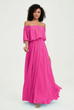 Boho Bridesmaid Dresses Ruffles Flutter Sleeves Formal Evening Dress Chiffon Off the Shoulder Gowns
