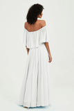 Boho Bridesmaid Dresses Ruffles Flutter Sleeves Formal Evening Dress Chiffon Off the Shoulder Gowns