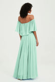 Boho Bridesmaid Dresses Ruffles Flutter Sleeves Formal Evening Dress Chiffon Off the Shoulder Gowns