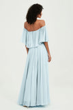 Boho Bridesmaid Dresses Ruffles Flutter Sleeves Formal Evening Dress Chiffon Off the Shoulder Gowns