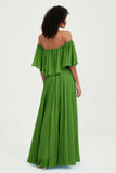Boho Bridesmaid Dresses Ruffles Flutter Sleeves Formal Evening Dress Chiffon Off the Shoulder Gowns