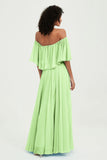 Boho Bridesmaid Dresses Ruffles Flutter Sleeves Formal Evening Dress Chiffon Off the Shoulder Gowns