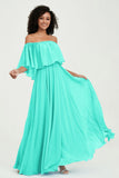 Boho Bridesmaid Dresses Ruffles Flutter Sleeves Formal Evening Dress Chiffon Off the Shoulder Gowns