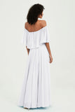 Boho Bridesmaid Dresses Ruffles Flutter Sleeves Formal Evening Dress Chiffon Off the Shoulder Gowns