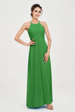 Vestido de dama de honor de gasa plisado con cuello halter, sin mangas, fruncido, formal, de noche, para graduación 