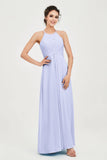 Vestido de dama de honor de gasa plisado con cuello halter, sin mangas, fruncido, formal, de noche, para graduación 