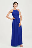 Vestido de dama de honor de gasa plisado con cuello halter, sin mangas, fruncido, formal, de noche, para graduación 