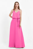 Spaghetti Straps Chiffon Bridesmaid Dress Boho Floor Length Formal Evening Dresses Gowns