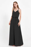 Spaghetti Straps Chiffon Bridesmaid Dress Boho Floor Length Formal Evening Dresses Gowns