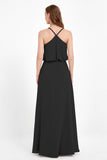 Spaghetti Straps Chiffon Bridesmaid Dress Boho Floor Length Formal Evening Dresses Gowns