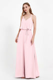 Spaghetti Straps Chiffon Bridesmaid Dress Boho Floor Length Formal Evening Dresses Gowns