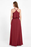 Spaghetti Straps Chiffon Bridesmaid Dress Boho Floor Length Formal Evening Dresses Gowns