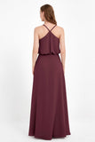 Spaghetti Straps Chiffon Bridesmaid Dress Boho Floor Length Formal Evening Dresses Gowns