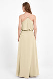 Spaghetti Straps Chiffon Bridesmaid Dress Boho Floor Length Formal Evening Dresses Gowns