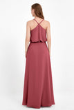 Spaghetti Straps Chiffon Bridesmaid Dress Boho Floor Length Formal Evening Dresses Gowns