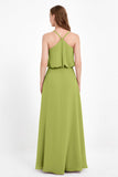 Spaghetti Straps Chiffon Bridesmaid Dress Boho Floor Length Formal Evening Dresses Gowns