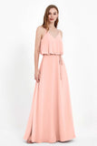 Spaghetti Straps Chiffon Bridesmaid Dress Boho Floor Length Formal Evening Dresses Gowns