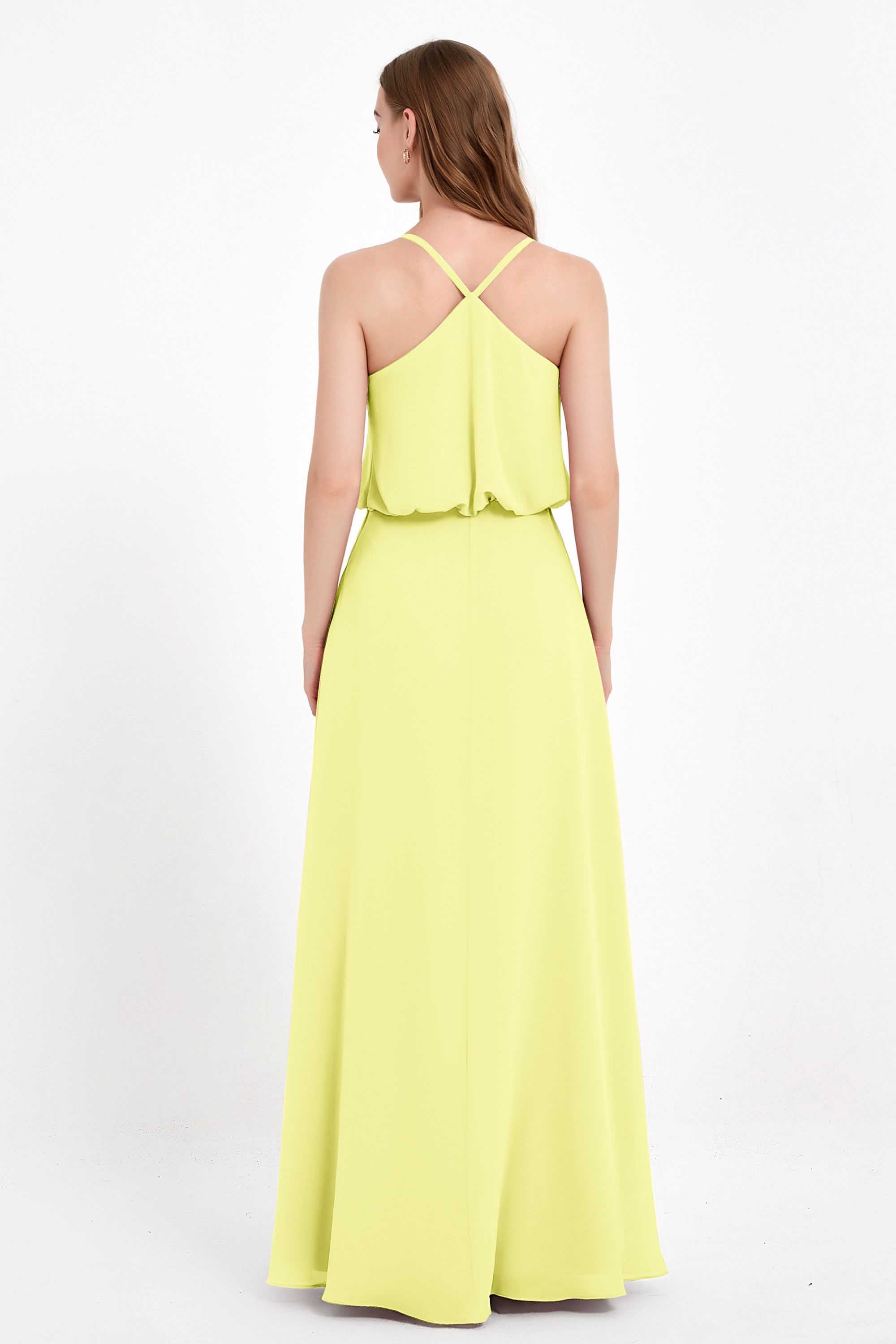 Spaghetti Straps Chiffon Bridesmaid Dress Boho Floor Length Formal Evening Dresses Gowns