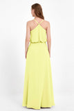 Spaghetti Straps Chiffon Bridesmaid Dress Boho Floor Length Formal Evening Dresses Gowns