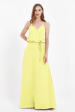 Spaghetti Straps Chiffon Bridesmaid Dress Boho Floor Length Formal Evening Dresses Gowns