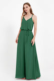 Spaghetti Straps Chiffon Bridesmaid Dress Boho Floor Length Formal Evening Dresses Gowns