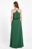 Spaghetti Straps Chiffon Bridesmaid Dress Boho Floor Length Formal Evening Dresses Gowns