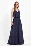 Spaghetti Straps Chiffon Bridesmaid Dress Boho Floor Length Formal Evening Dresses Gowns