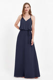 Spaghetti Straps Chiffon Bridesmaid Dress Boho Floor Length Formal Evening Dresses Gowns