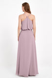 Spaghetti Straps Chiffon Bridesmaid Dress Boho Floor Length Formal Evening Dresses Gowns