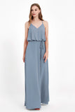 Spaghetti Straps Chiffon Bridesmaid Dress Boho Floor Length Formal Evening Dresses Gowns