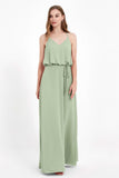 Spaghetti Straps Chiffon Bridesmaid Dress Boho Floor Length Formal Evening Dresses Gowns