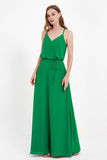 Spaghetti Straps Chiffon Bridesmaid Dress Boho Floor Length Formal Evening Dresses Gowns