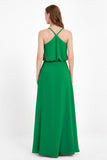 Spaghetti Straps Chiffon Bridesmaid Dress Boho Floor Length Formal Evening Dresses Gowns