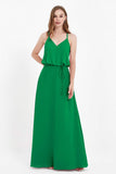 Spaghetti Straps Chiffon Bridesmaid Dress Boho Floor Length Formal Evening Dresses Gowns