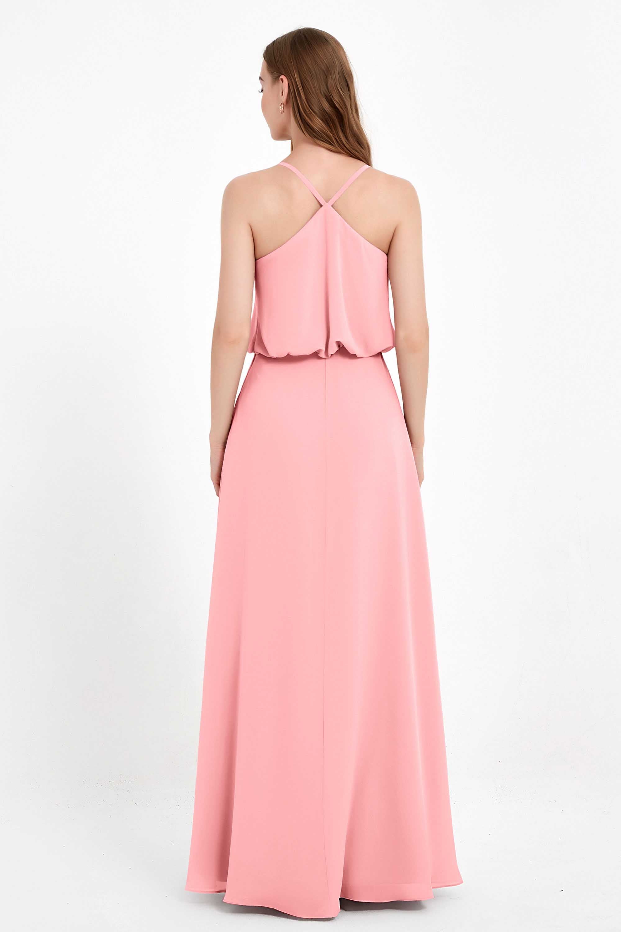 Spaghetti Straps Chiffon Bridesmaid Dress Boho Floor Length Formal Evening Dresses Gowns