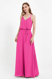 Spaghetti Straps Chiffon Bridesmaid Dress Boho Floor Length Formal Evening Dresses Gowns