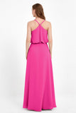 Spaghetti Straps Chiffon Bridesmaid Dress Boho Floor Length Formal Evening Dresses Gowns