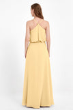 Spaghetti Straps Chiffon Bridesmaid Dress Boho Floor Length Formal Evening Dresses Gowns