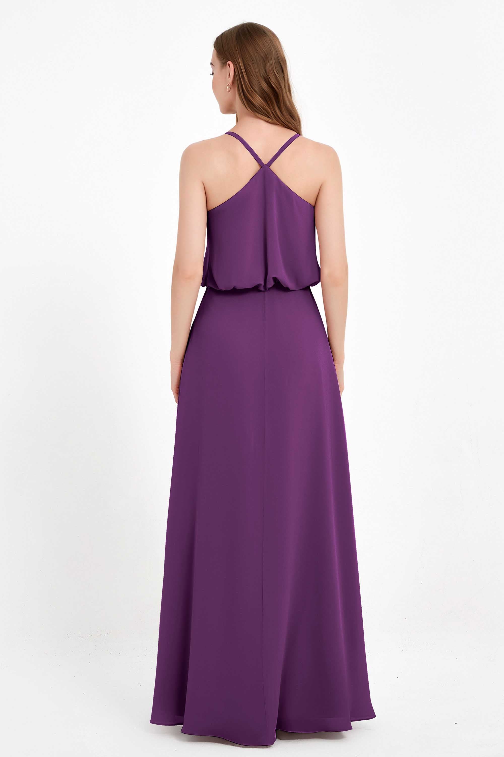 Spaghetti Straps Chiffon Bridesmaid Dress Boho Floor Length Formal Evening Dresses Gowns