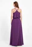 Spaghetti Straps Chiffon Bridesmaid Dress Boho Floor Length Formal Evening Dresses Gowns