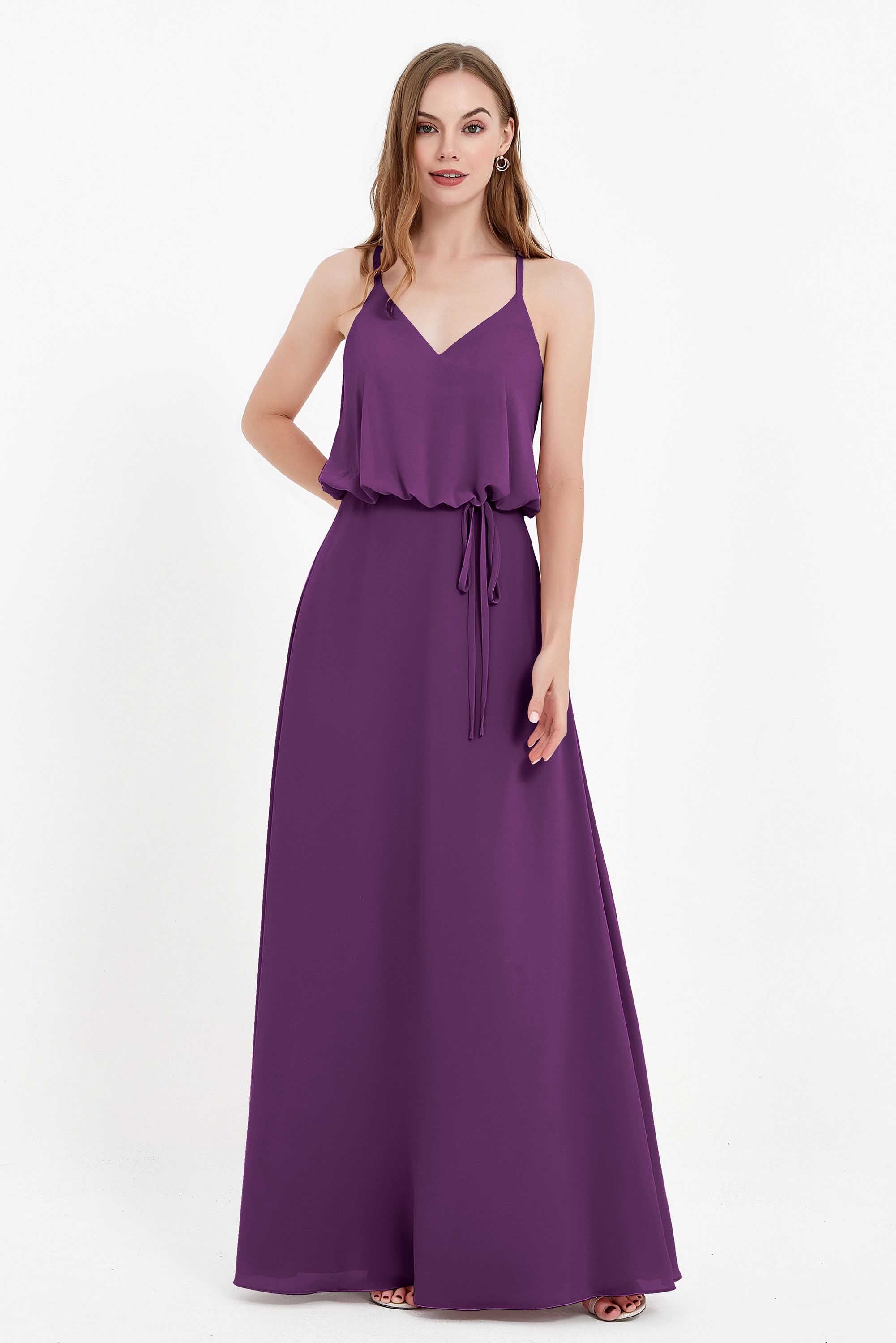 Spaghetti Straps Chiffon Bridesmaid Dress Boho Floor Length Formal Evening Dresses Gowns