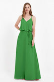 Spaghetti Straps Chiffon Bridesmaid Dress Boho Floor Length Formal Evening Dresses Gowns
