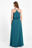 Spaghetti Straps Chiffon Bridesmaid Dress Boho Floor Length Formal Evening Dresses Gowns